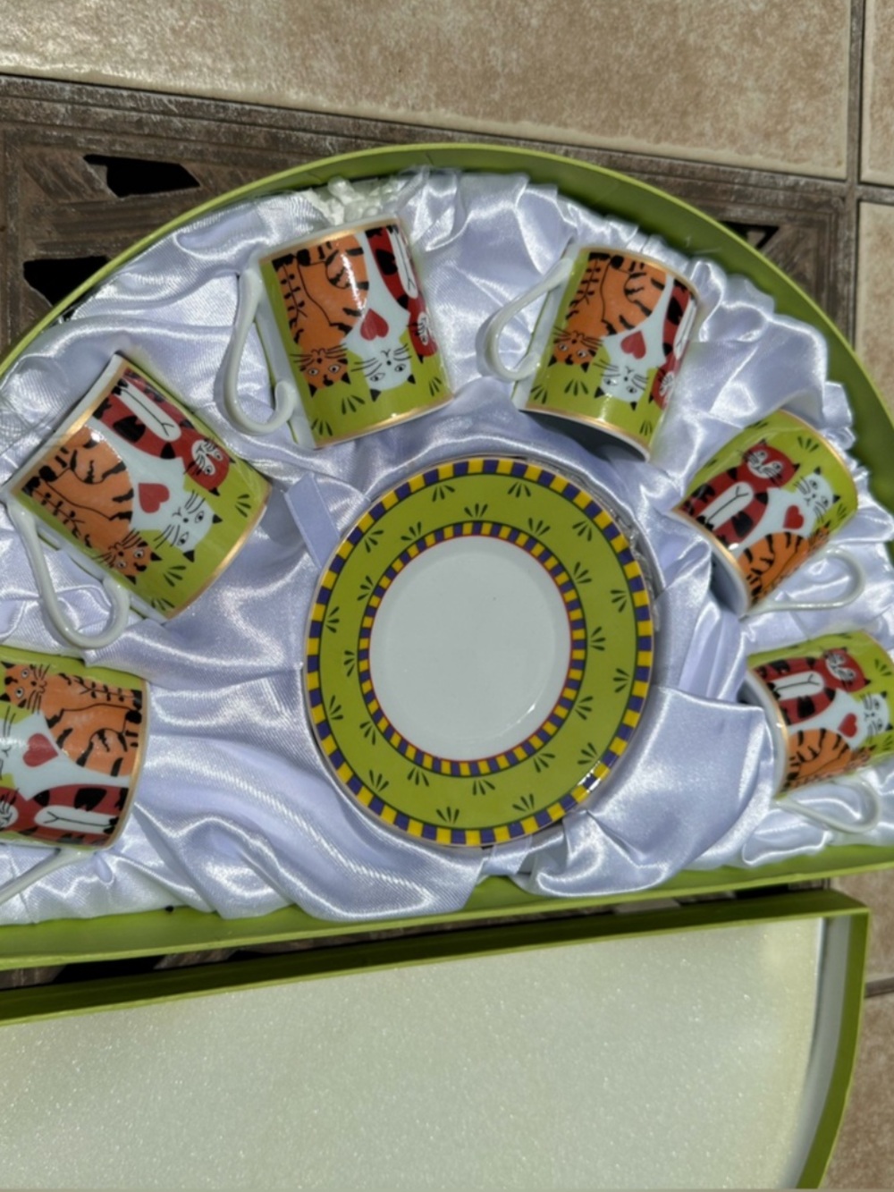 New Vtg Espresso Coffee Tea Cups Company Set Of 6 Cat Lover Coffee Porcelain Y2K - Picture 12 of 13